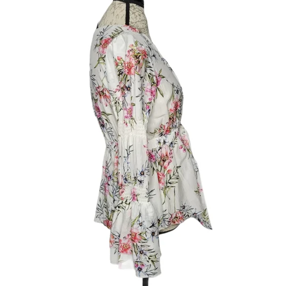 Intermix Rochelle Floral Bell Sleeve Tie Front Top - Picture 5 of 9